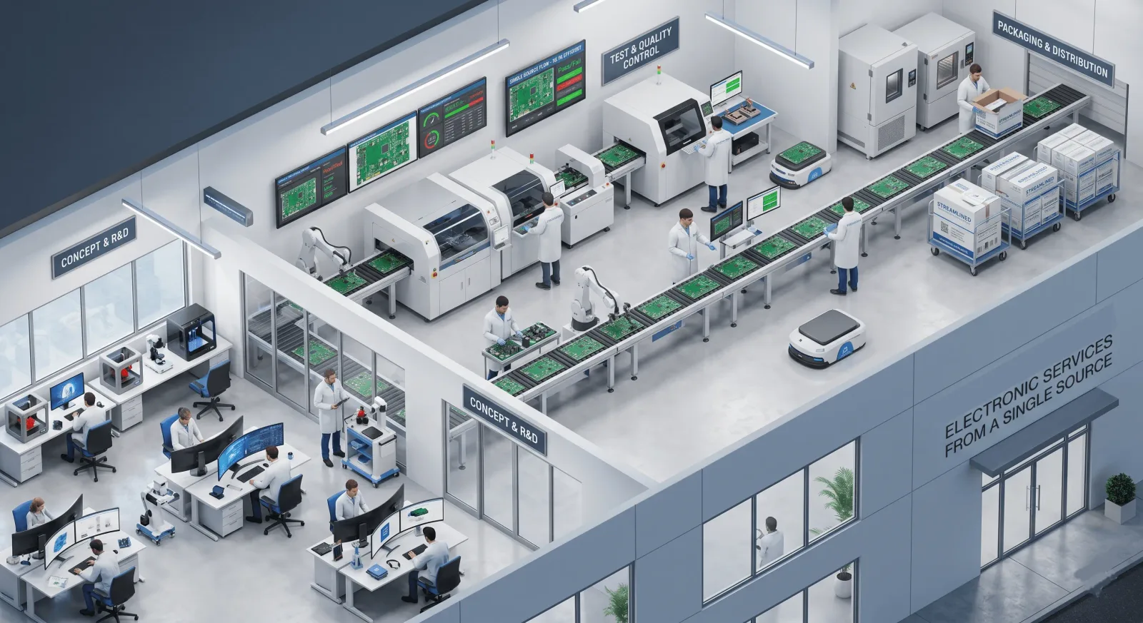 PCB inspection and quality testing (from the alt text; not visually checked)